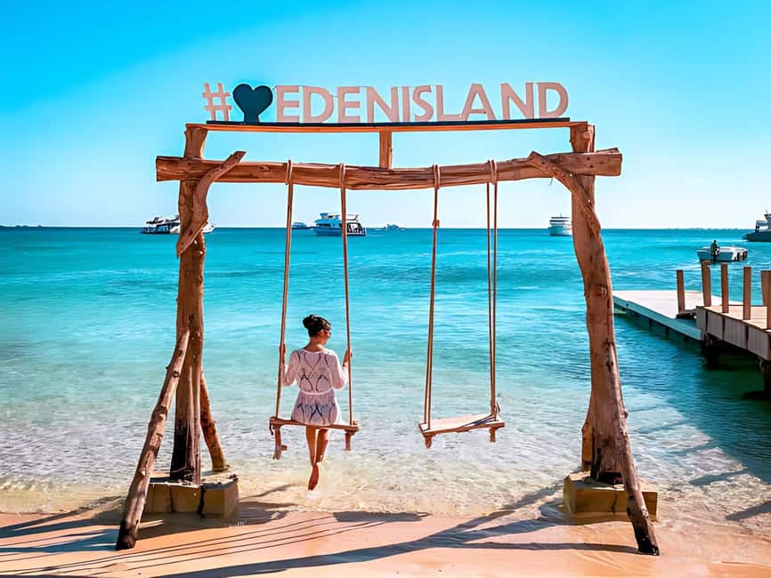 Hurghada:Eden Island Full-Day Trip with Water sports & Lunch - Hotel pickup and the long cruise day from Hurghada